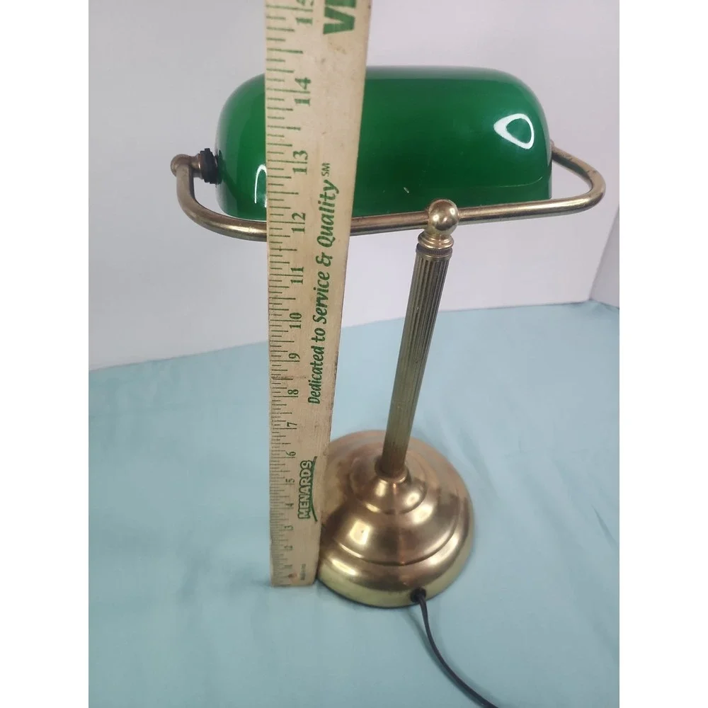 Vintage Underwriters Laboratories Portable Brass Bankers Desk Lamp Green Shade